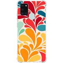 Printify Samsung Galaxy A21S Uyumlu Retro Color 5 Baskılı Şeffaf Köşe Korumalı Antişok Kılıf