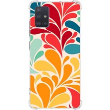 Printify Samsung Galaxy A51 Uyumlu Retro Color 5 Baskılı Şeffaf Köşe Korumalı Antişok Kılıf
