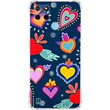 Printify Realme C21Y Uyumlu Retro Color 3 Baskılı Şeffaf Köşe Korumalı Antişok Kılıf