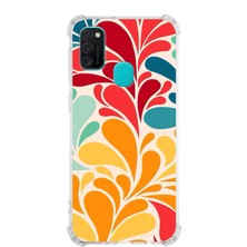Printify Samsung Galaxy M30S Uyumlu Retro Color 5 Baskılı Şeffaf Köşe Korumalı Antişok Kılıf