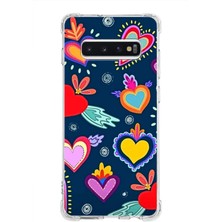 Printify Samsung Galaxy S10 Plus Uyumlu Retro Color 3 Baskılı Şeffaf Köşe Korumalı Antişok Kılıf