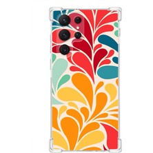 Printify Samsung Galaxy S22 Ultra Uyumlu Retro Color 5 Baskılı Şeffaf Köşe Korumalı Antişok Kılıf