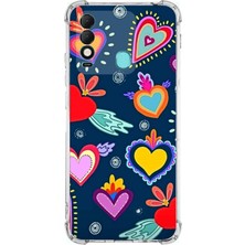 Printify Tecno Spark 8 Uyumlu Retro Color 3 Baskılı Şeffaf Köşe Korumalı Antişok Kılıf