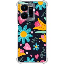 Printify Vivo Y22S Uyumlu Retro Color 1 Baskılı Şeffaf Köşe Korumalı Antişok Kılıf