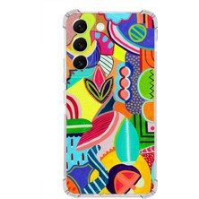 Printify Samsung Galaxy S22 Uyumlu Retro Color 6 Baskılı Şeffaf Köşe Korumalı Antişok Kılıf