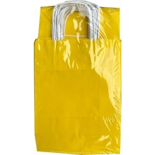 Omeyva Büküm Saplı Kraft Kağıt Karton Hediyelik Çanta Poşet Torba - Sarı 2 - 25X31 Cm. - 25 Adetlik Paket