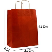 Omeyva Büküm Saplı Kraft Kağıt Çanta Karton Hediyelik Poşet Torba - Bordo - 31X41 Cm. - 25 Adetlik Paket