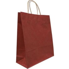 Omeyva Büküm Saplı Kraft Kağıt Çanta Karton Hediyelik Poşet Torba - Bordo - 31X41 Cm. - 25 Adetlik Paket