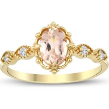 İryum Vintage Morganite Tektaş Pırlanta Yüzük