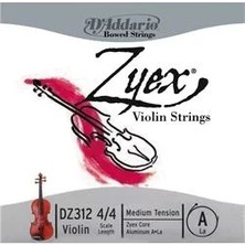 D'Addario DZ312 Keman Tek Tel, Zyex, 4/4 , Medıum Tensıon, (La Alu