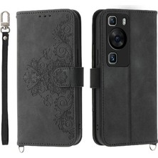 YH Mall Huawei P60 Kabartmalı Çoklu Kredi Kartı Yuvaları Bileklik Için Flip Case (Yurt Dışından)