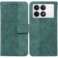 YH Mall Xiaomi Poco F6 Pro Için Geometrik Kabartmalı Flip Case Folio Cüzdan Pu (Yurt Dışından)