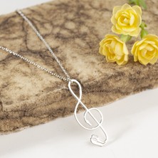 One Silver Gold 925 Ayar Gümüş  Müzikal Sol Anahtarı  Kolye Özel Tasarım