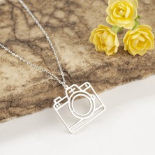One Silver Gold 925 Ayar Gümüş  Kamera Detaylı Kolye Özel Tasarım