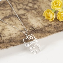 One Silver Gold 925 Ayar Gümüş Hello Kitty Isimli Kolye Özel Tasarım