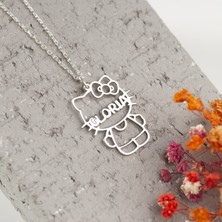 One Silver Gold 925 Ayar Gümüş Hello Kitty Isimli Kolye Özel Tasarım