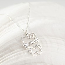 One Silver Gold 925 Ayar Gümüş Hello Kitty Isimli Kolye Özel Tasarım