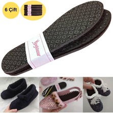 İpekbazaar 6 Çift Siyah Keçe Kaydırmazdelikli Hobi Örgü Panduf Patik Tabanı