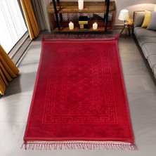 Asya Bayrak Soft Yumuşak Kadife Peluş Seccade Bordo