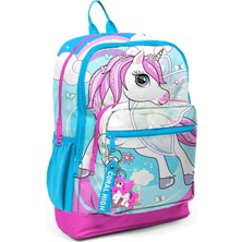 Coral High Kids Mavi Neon Pembe Ünicorn Desenli Dört Bölmeli Okul Sırt Çantası T23711