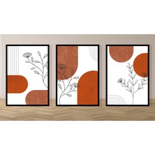 Bestablo 3'lü Dekoratif Modern Yaprak Çerçeveli Tablo , Ev Dekoru , Soyut Tablo , Ahşap Tablo