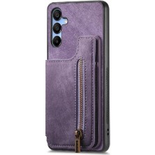 YH Market Samsung Galaxy A15 5g Için Kılıf Katlanabilir Arka Kapak Vintage Fermuar Cüzdan (Yurt Dışından)