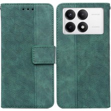 YH Market Xiaomi Poco F6 Pro Için Geometrik Kabartmalı Flip Case Folio Cüzdan Pu (Yurt Dışından)