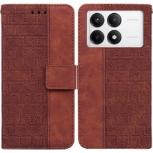 YH Market Xiaomi Poco F6 Pro Için Geometrik Kabartmalı Flip Case Folio Cüzdan Pu (Yurt Dışından)