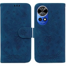 YH Market Huawei Nova 12 Pro Için Kickstand Cüzdan Kılıf Kabartma Gül Çiçekler Flip (Yurt Dışından)