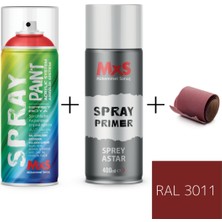 MxS Sprey+Astar Özel Yapım Akrilik Sprey Boya Seti 400 ml (Araba-Metal-Plastik-Ahşap) + Zımpara