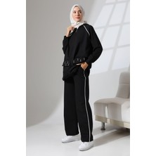 Mihran Butik Kadın Siyah Mevsimlik Penye Alt Üst Spor ve Rahat Tesettür Takım