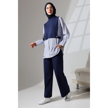 Mihran Butik Kadın Lacivert Mevsimlik Penye Alt Üst Spor ve Rahat Tesettür Takım