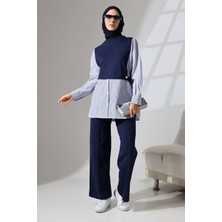 Mihran Butik Kadın Lacivert Mevsimlik Penye Alt Üst Spor ve Rahat Tesettür Takım