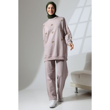 Mihran Butik Kadın Gül Kurusu Mevsimlik Penye Alt Üst Spor ve Rahat Tesettür Takım