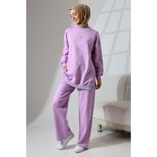 Mihran Butik Kadın Lila Mevsimlik Penye Alt Üst Spor ve Rahat Tesettür Takım
