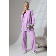 Mihran Butik Kadın Lila Mevsimlik Penye Alt Üst Spor ve Rahat Tesettür Takım