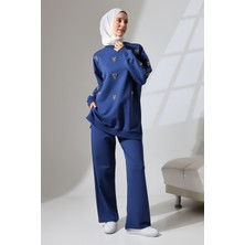 Mihran Butik Kadın Lacivert Mevsimlik Penye Alt Üst Spor ve Rahat Tesettür Takım