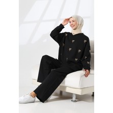 Mihran Butik Kadın Siyah Mevsimlik Penye Alt Üst Spor ve Rahat Tesettür Takım