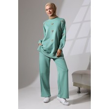 Mihran Butik Kadın Mint Yeşili Mevsimlik Penye Alt Üst Spor ve Rahat Tesettür Takım