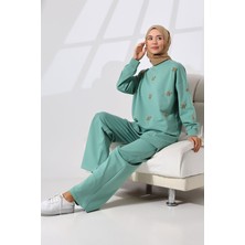 Mihran Butik Kadın Mint Yeşili Mevsimlik Penye Alt Üst Spor ve Rahat Tesettür Takım
