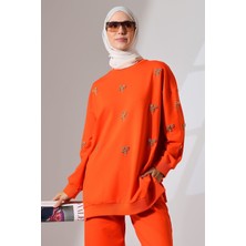 Mihran Butik Kadın Turuncu Mevsimlik Penye Alt Üst Spor ve Rahat Tesettür Takım