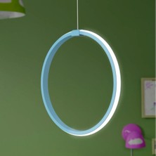Elektroyou Rings Mavi Tekli Sarkıt LED Beyaz Işık Ultra Ledli Salon Mutfak Oda Hol Ledli Avize