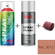 MxS Sprey+Astar Özel Yapım Akrilik Sprey Boya Seti 400 ml (Araba-Metal-Plastik-Ahşap) + Zımpara