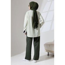 Mihran Butik Kadın Haki Yeşili Mevsimlik Penye Alt Üst Spor ve Rahat Tesettür Takım