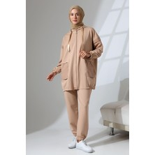 Mihran Butik Kadın Camel Mevsimlik Penye Alt Üst Spor ve Rahat Tesettür Takım