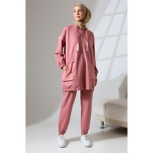 Mihran Butik Kadın Pudra Mevsimlik Penye Alt Üst Spor ve Rahat Tesettür Takım