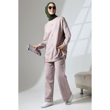 Mihran Butik Kadın Gül Kurusu Mevsimlik Penye Alt Üst Spor ve Rahat Tesettür Takım