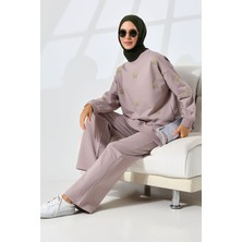 Mihran Butik Kadın Gül Kurusu Mevsimlik Penye Alt Üst Spor ve Rahat Tesettür Takım