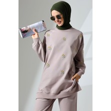 Mihran Butik Kadın Gül Kurusu Mevsimlik Penye Alt Üst Spor ve Rahat Tesettür Takım