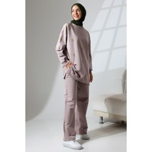 Mihran Butik Kadın Gül Kurusu Mevsimlik Penye Alt Üst Spor ve Rahat Tesettür Takım